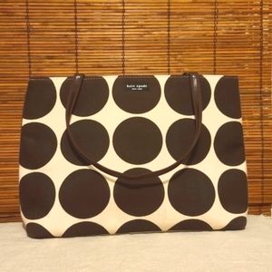 Kate Spade, brown dot print, fabric shoulder bag